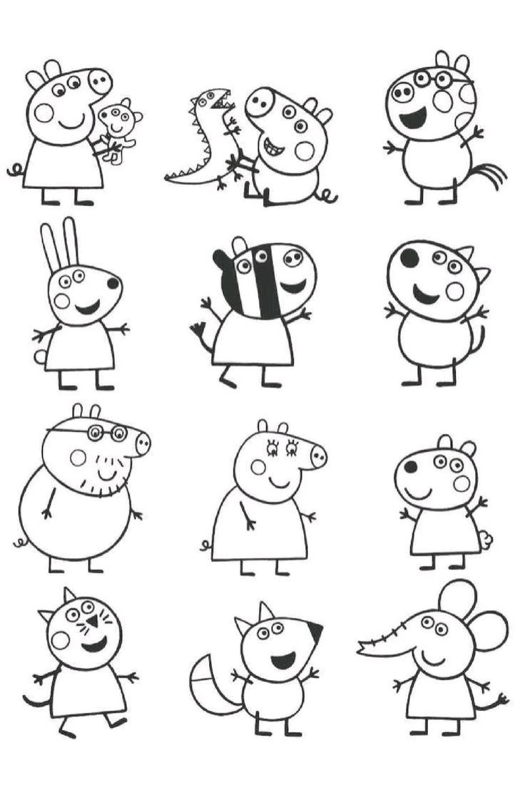 colorir turma da  Peppa Pig 