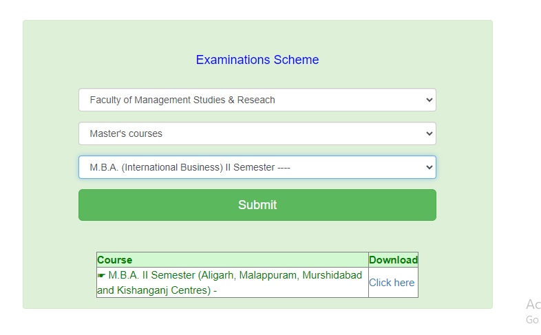 How to Download AMU Exam Time Table