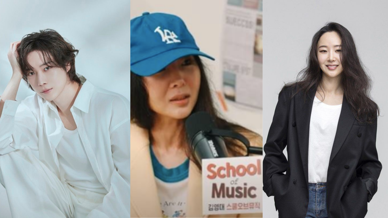 This  contain an image of Min Hee Jin and Kim Young Dae and another picture of School of Music in the middle 
