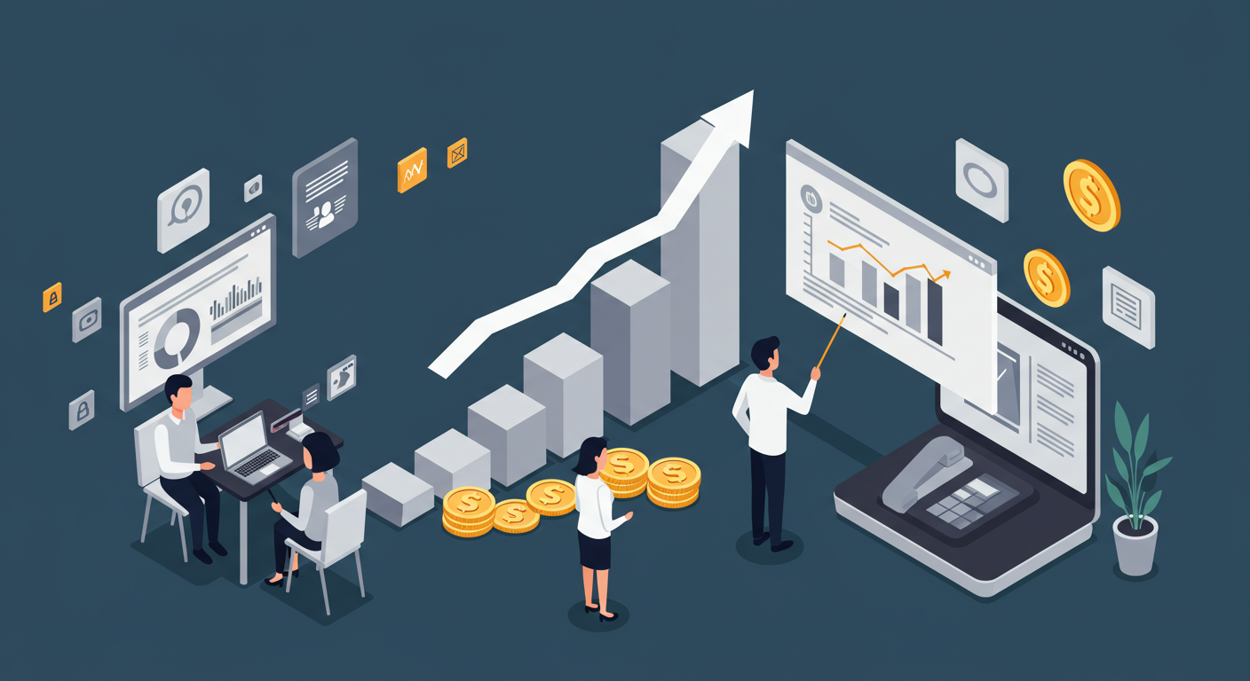 Illustration showing how reselling VoIP services creates recurring revenue for businesses.