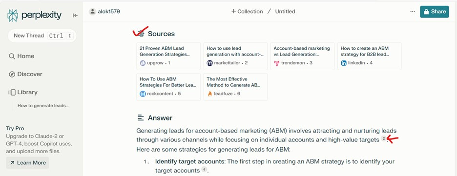 Perplexity standout feature is to give citations for every information