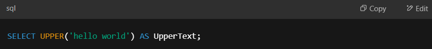Example of UPPER() function.