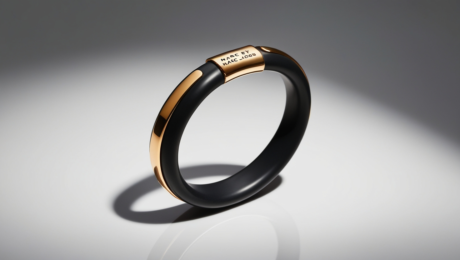 Marc by Marc Jacobs Black Rubber Gold End Cap Bangle