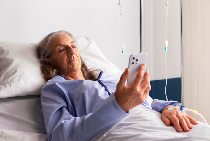Image of a lady getting flu season IV.