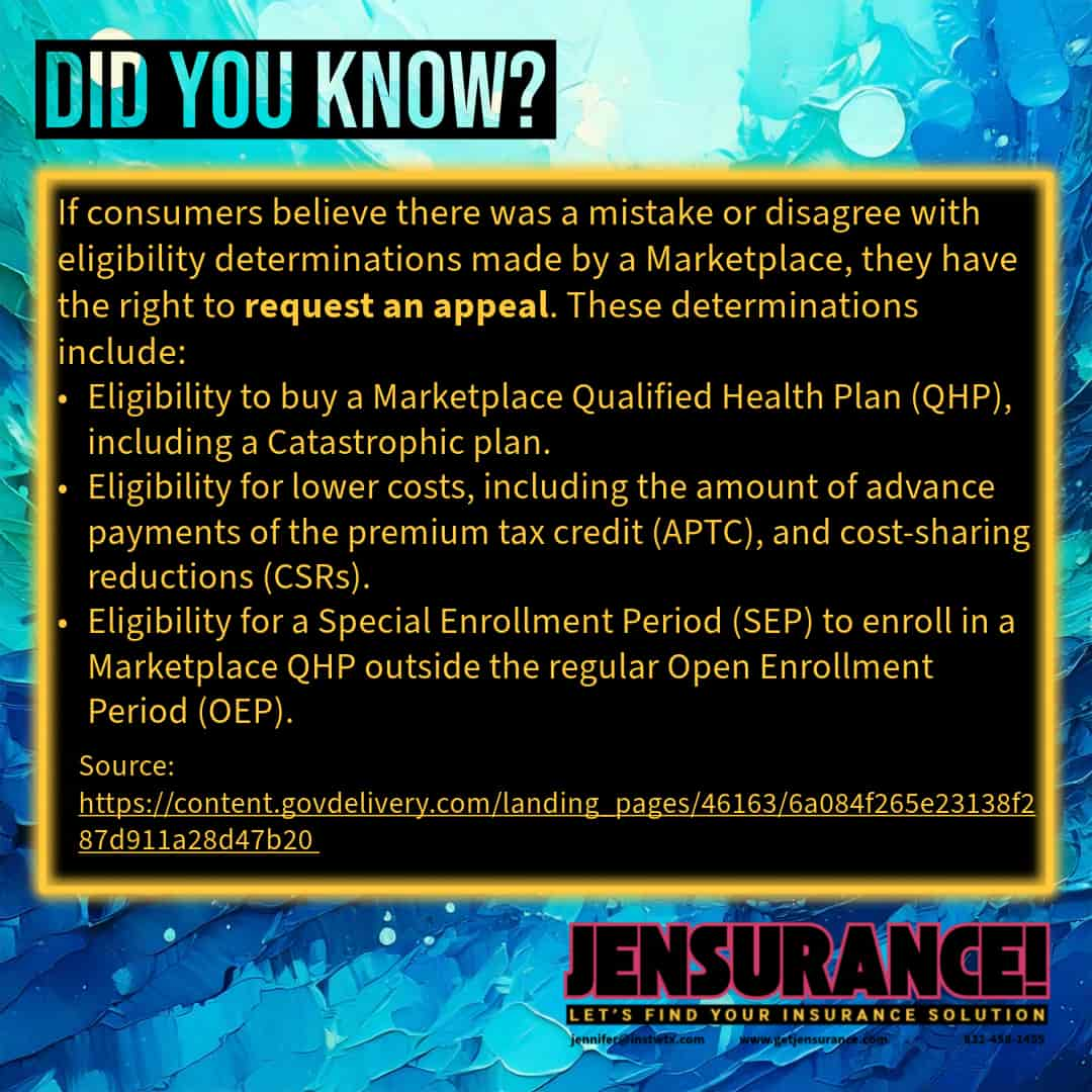 Infographic about requesting an appeal on determinations from the insurance Marketplace