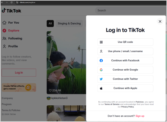 access tiktok website