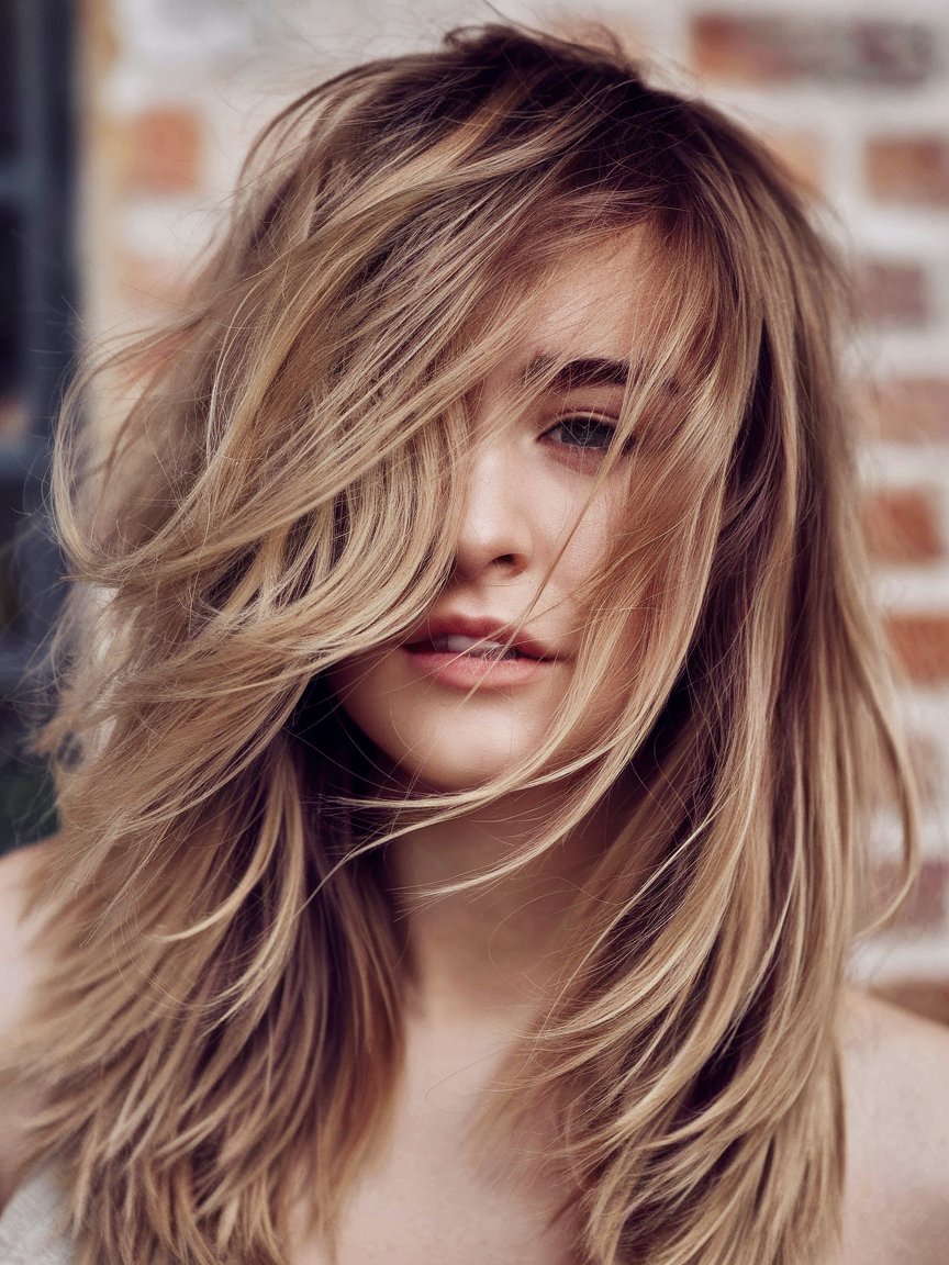 24. Rounded Choppy Layers for Fine Hair