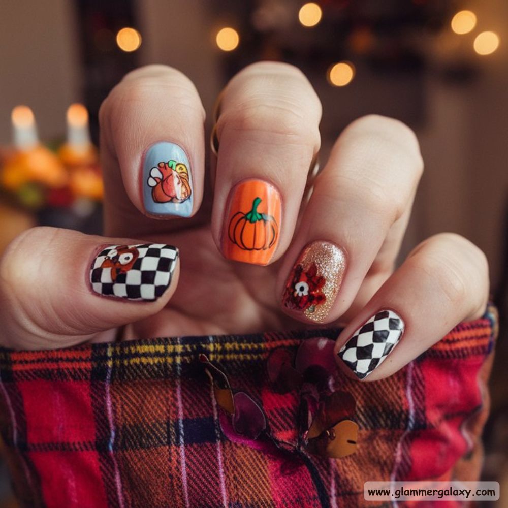 Thanksgiving Nail Designs having Thanksgiving Mix-and-Match Nail Art