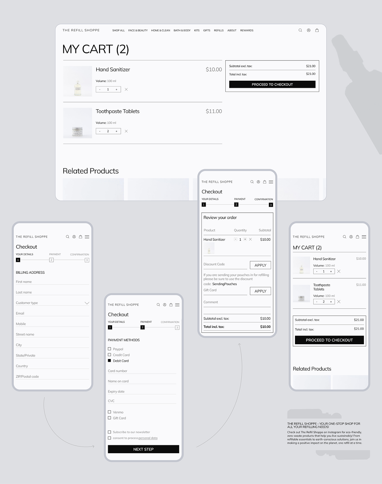 Image from the Refill Shoppe’s Web Design: A Minimalist UI for Sustainability article on Abduzeedo