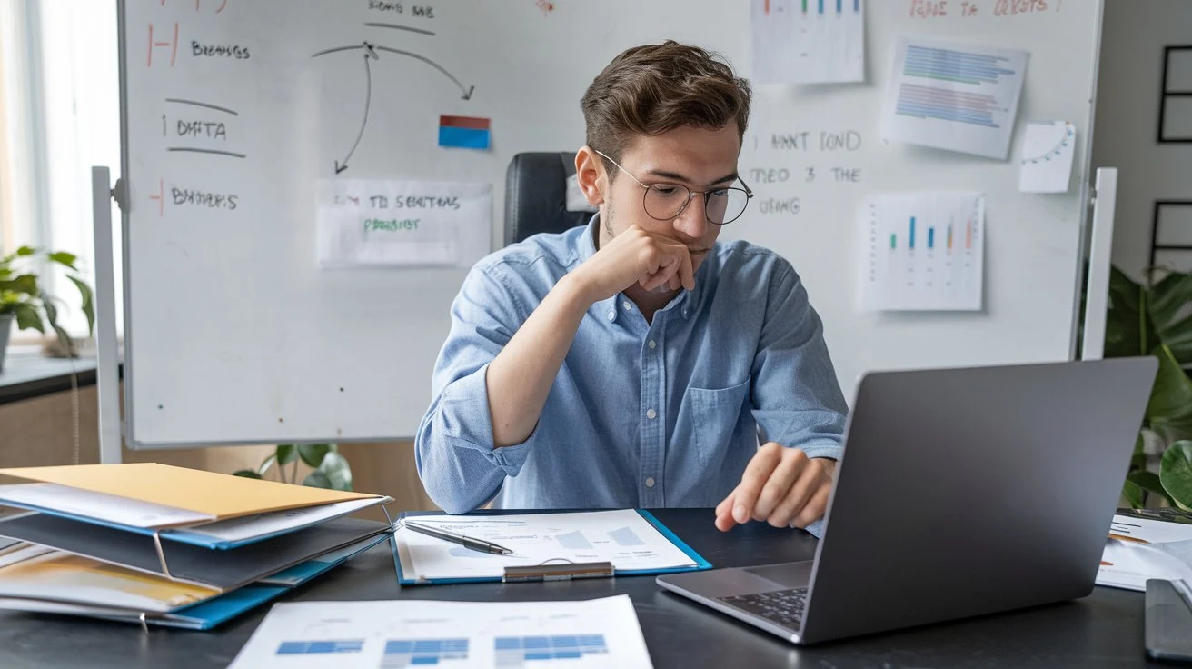 Engaging image of a beginner data scientist working on various data science projects, showcasing analysis and visualization.