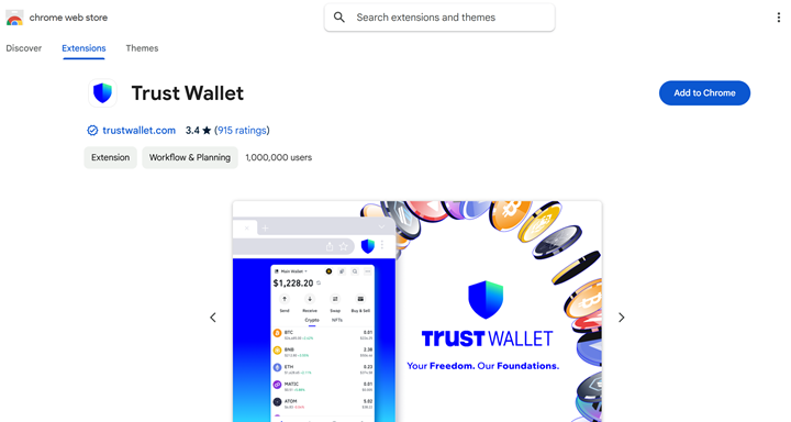 install the Trust Wallet extension