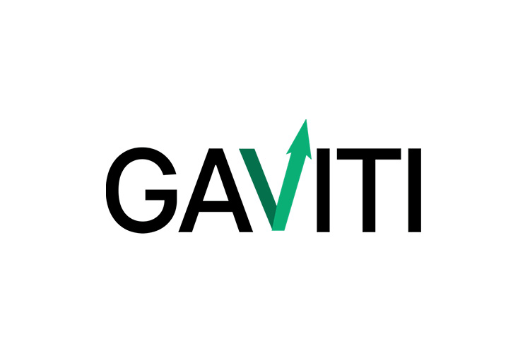 Logo of Gaviti, featuring bold black text with a green upward arrow integrated into the letter 'V,' symbolizing growth and progress.