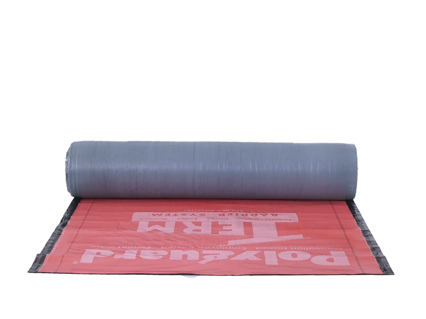 Polyguard 650 TRM membrane acting as a waterproof and termite barrier for below-grade concrete walls.