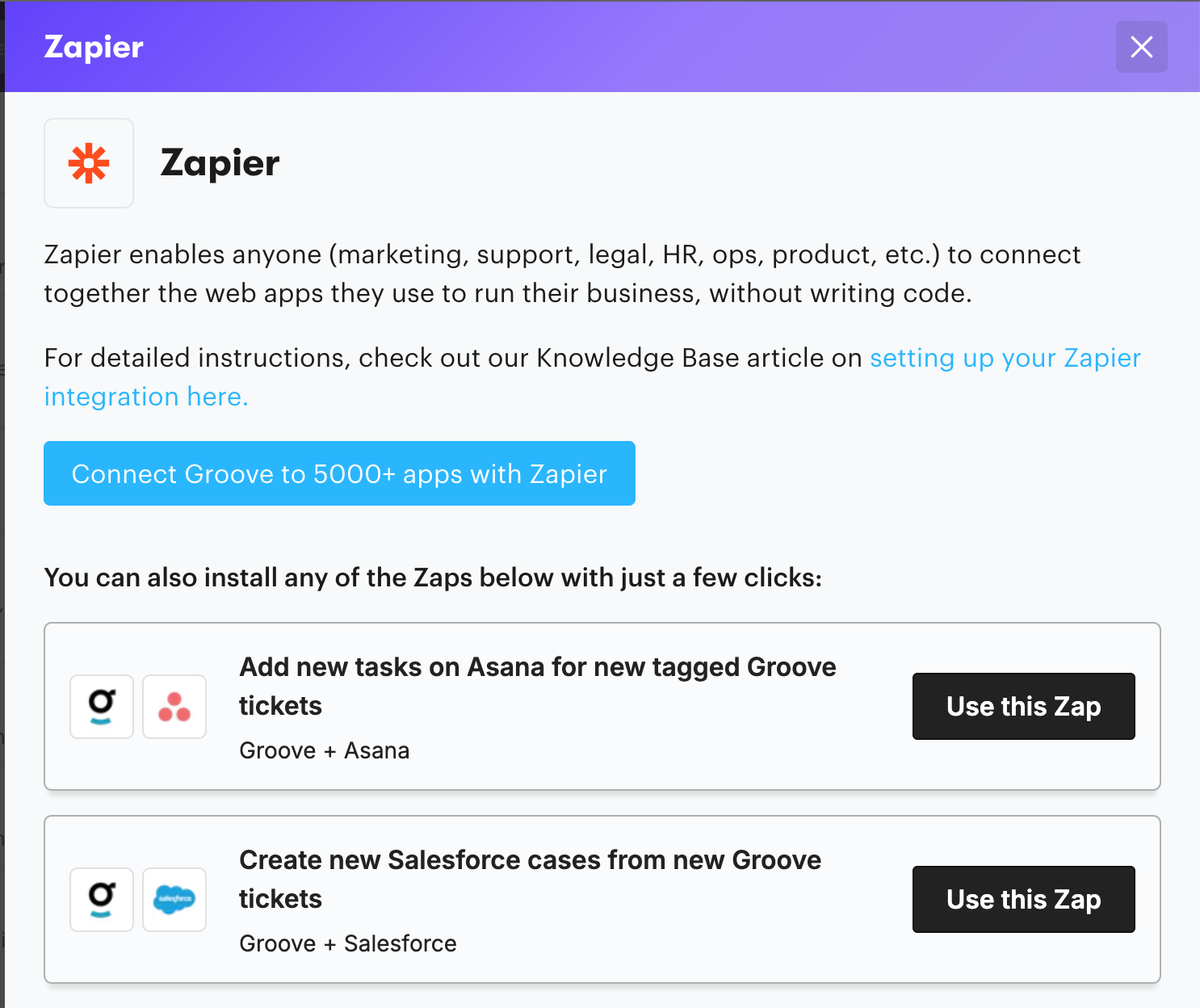 Zapier is an integration feature we'd consider essential, since it allows you to connect to thousands of apps without coding experience. 