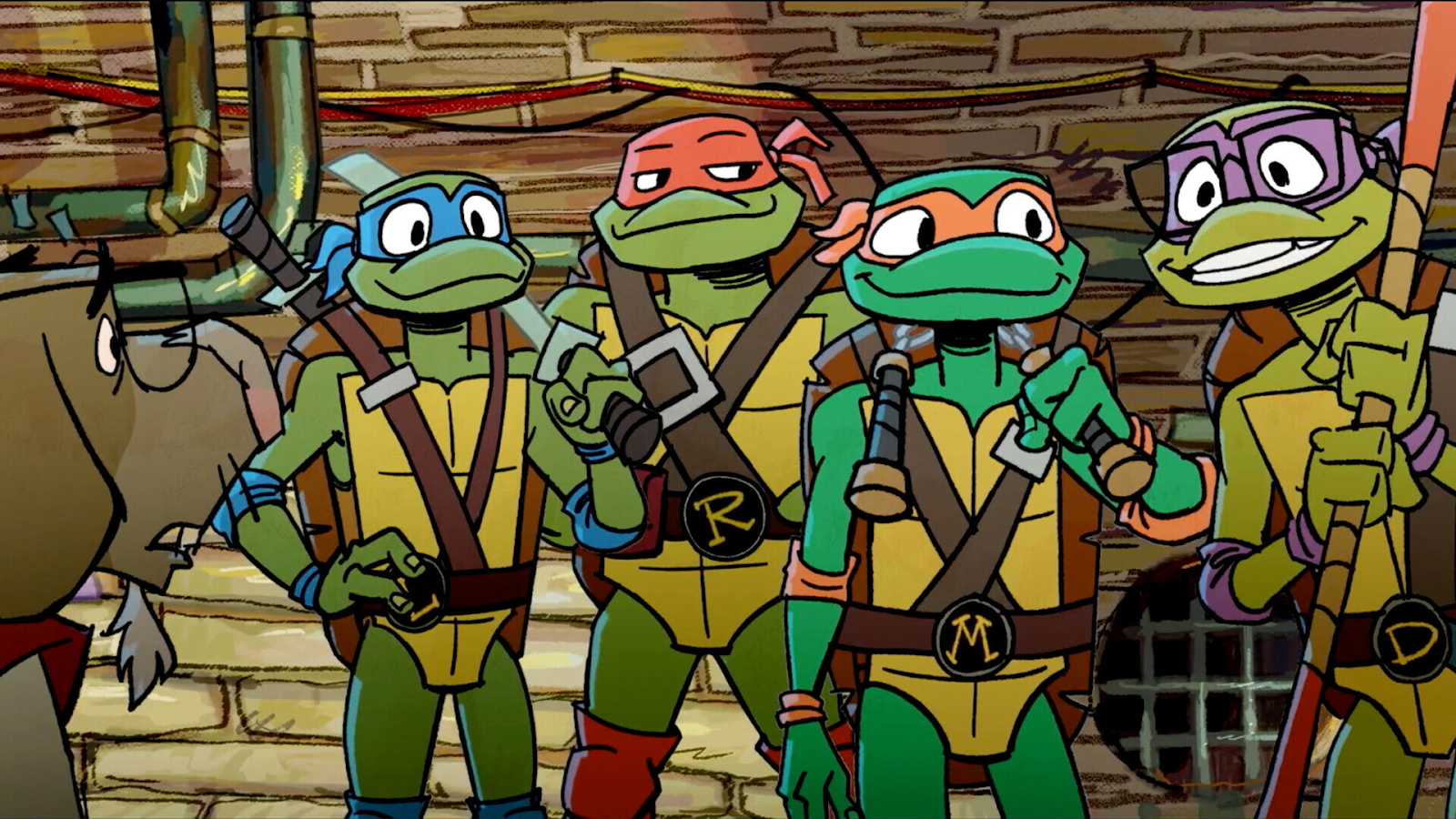 El equipo de las tortugas ninja en la nueva serie de televisión de Paramount+ con nuestros personajes favoritos.