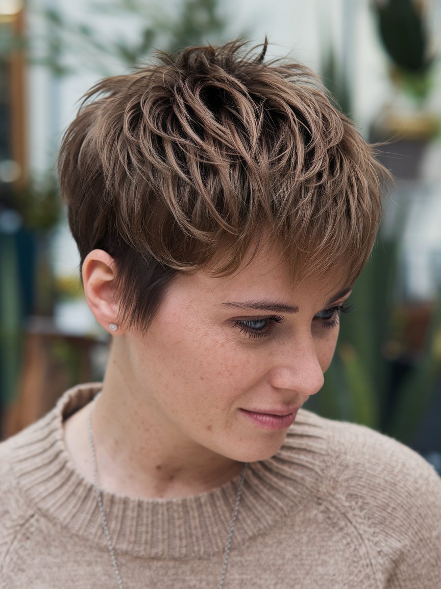 28. Textured Pixie for Thick Hair