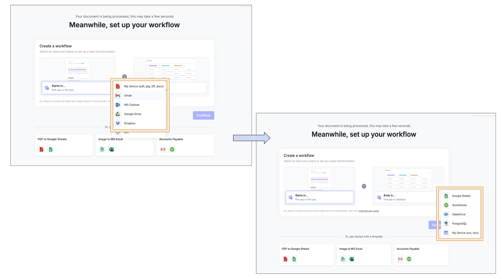 Import - export document automation workflows - Nanonets