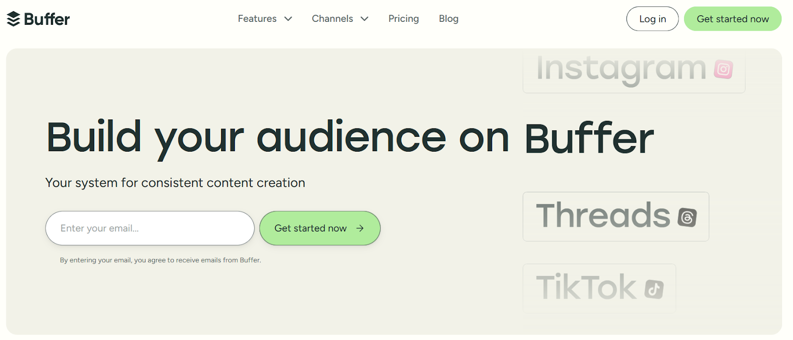 Buffer website home page