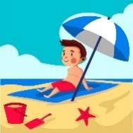 Premium Vector | Boy relax on the beach illustration