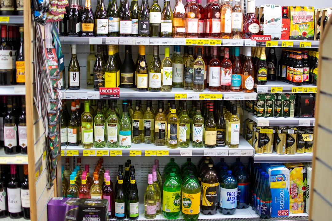 Alcohol section in a supermarket