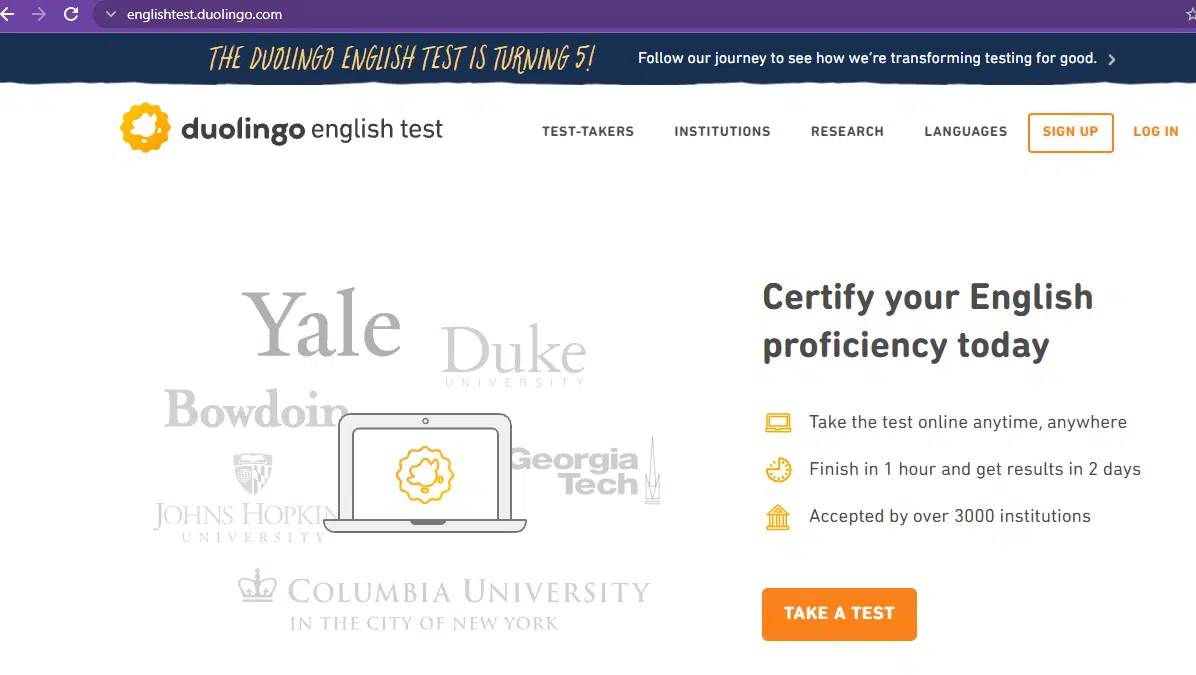 duolingo english test website