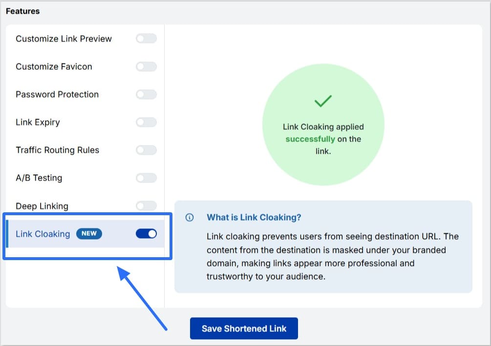 Toggle link cloaking