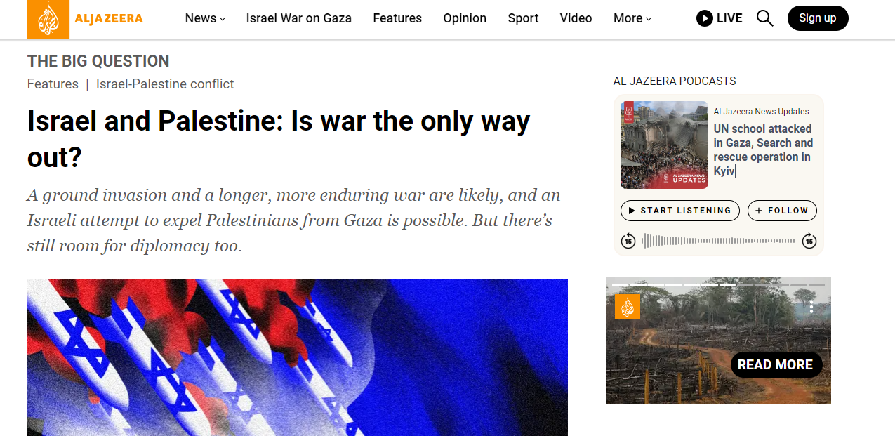 An example of feature articles in Al Jazeera