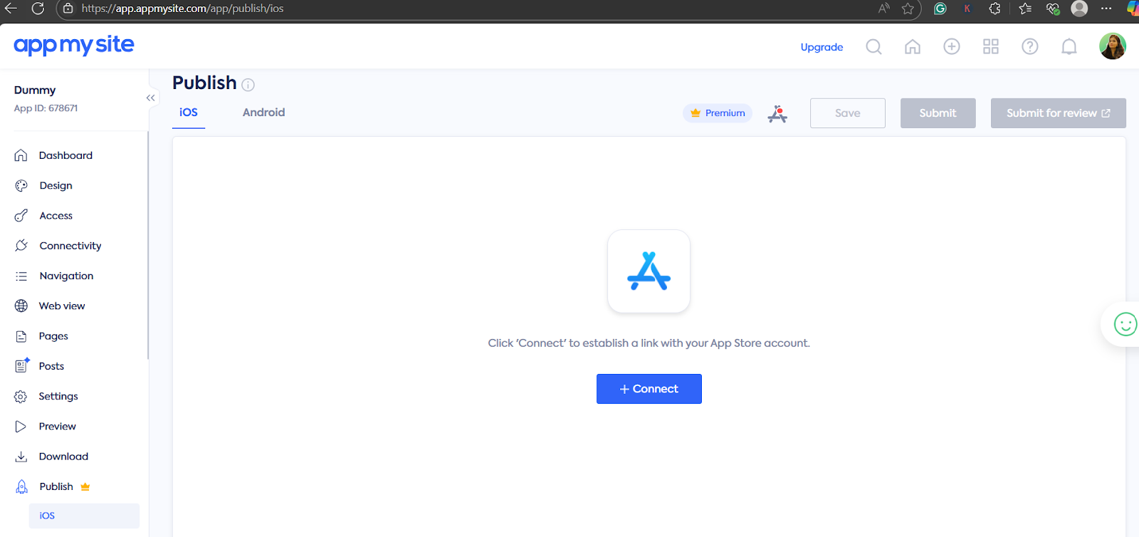 Open your app development account 