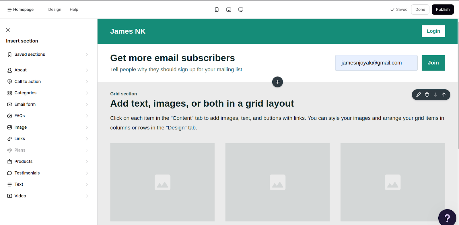 basic podia website builder