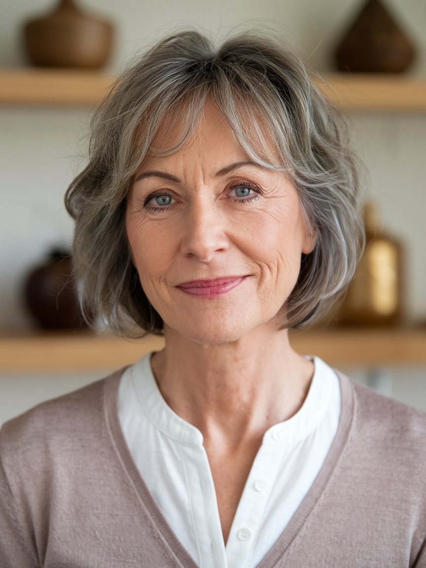 10. Chin-Length Bob with Wispy Bangs