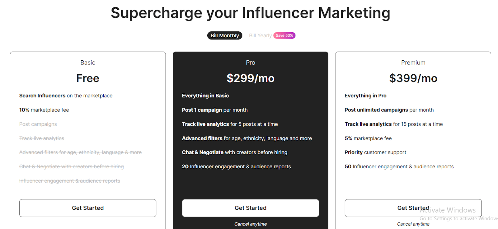 Collabstr pricing
