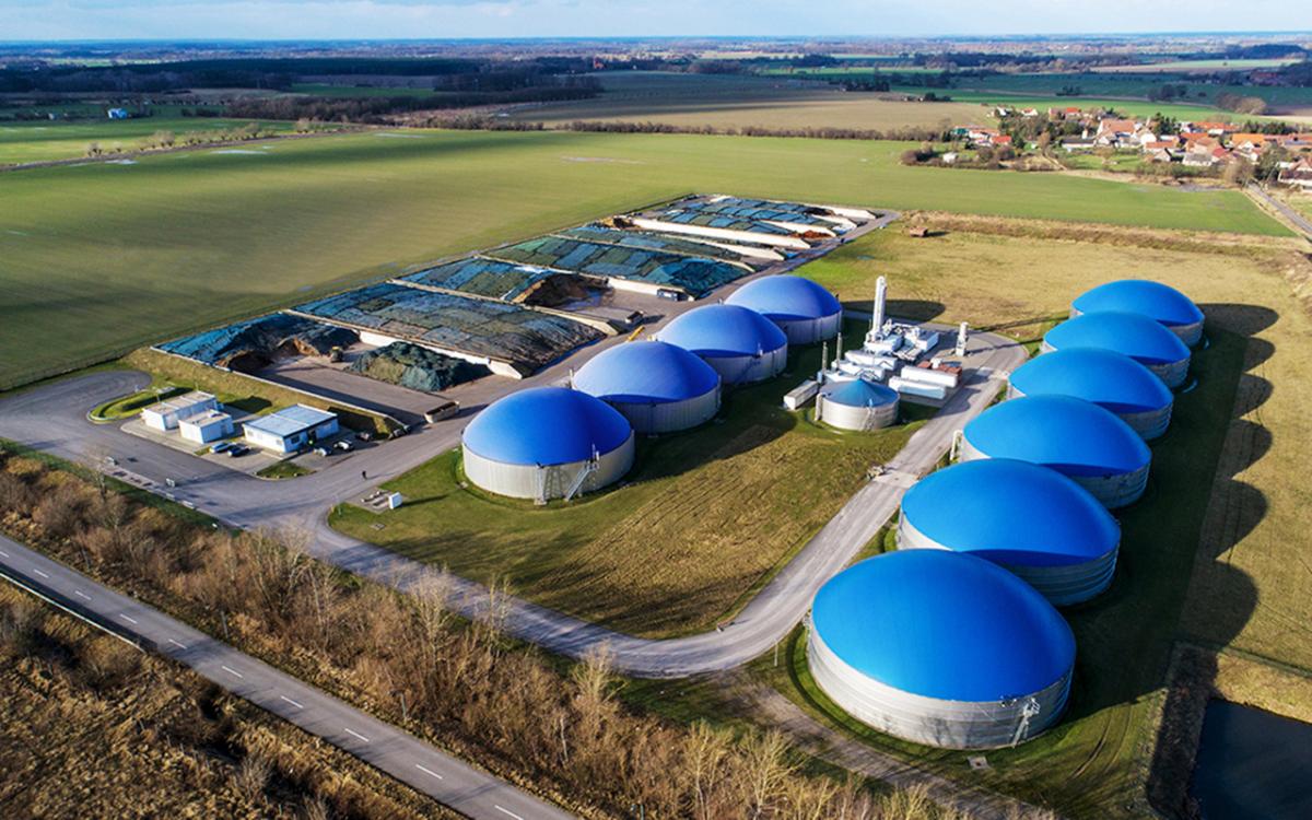 A photo of a WELTEC biomethane plant in Arneburg, Germany. 