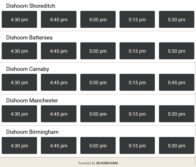 SevenRooms dashboard