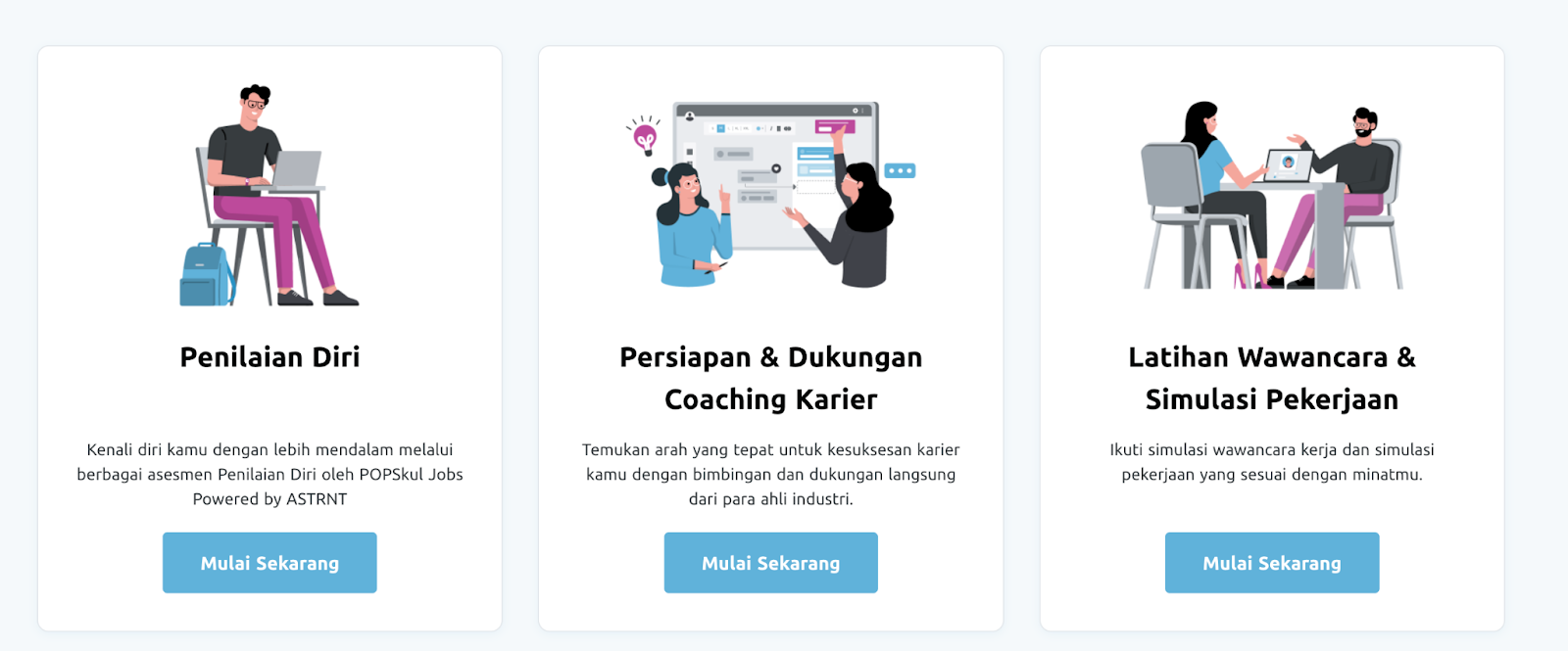 Career center platform with self-assessments, coaching, and job interview simulations for students