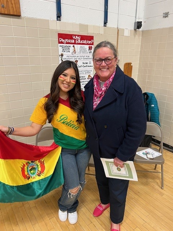 Dr. Reid with a student at Falls Church High School.