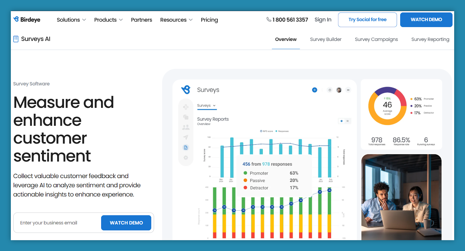 Enterprise survey software example: Birdeye 