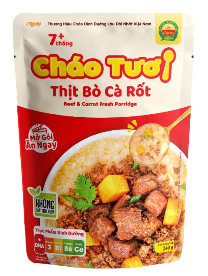 Cháo Tươi Thịt Bò Cà Rốt Cây Thị