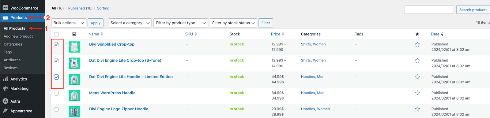 Select Multiple Products from Woocommerce