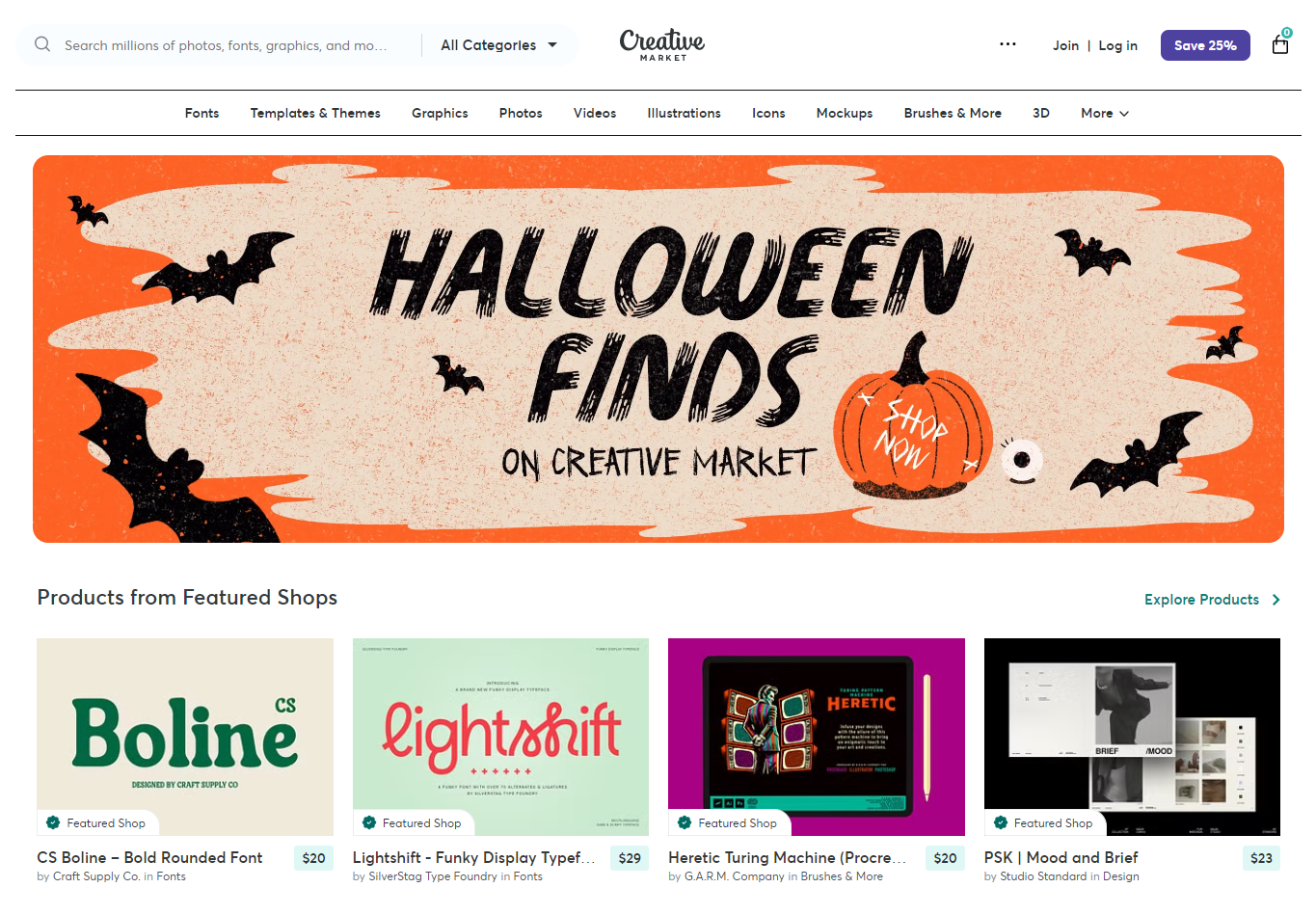 Creative market digital store by Shopify