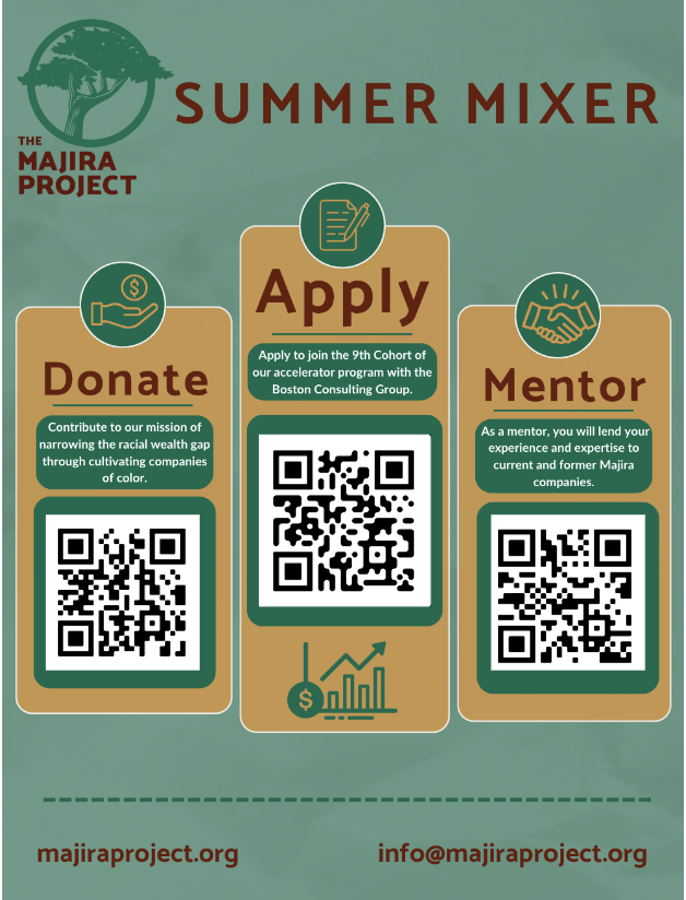 Promotional material created for the Majira Project's summer mixer that is currently happening now.