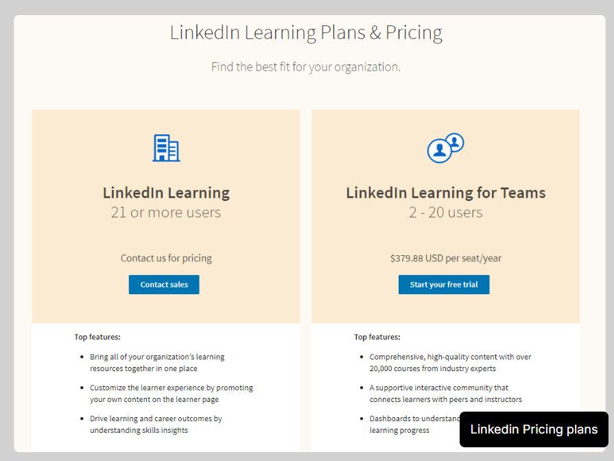 Linkedin Pricing Plans