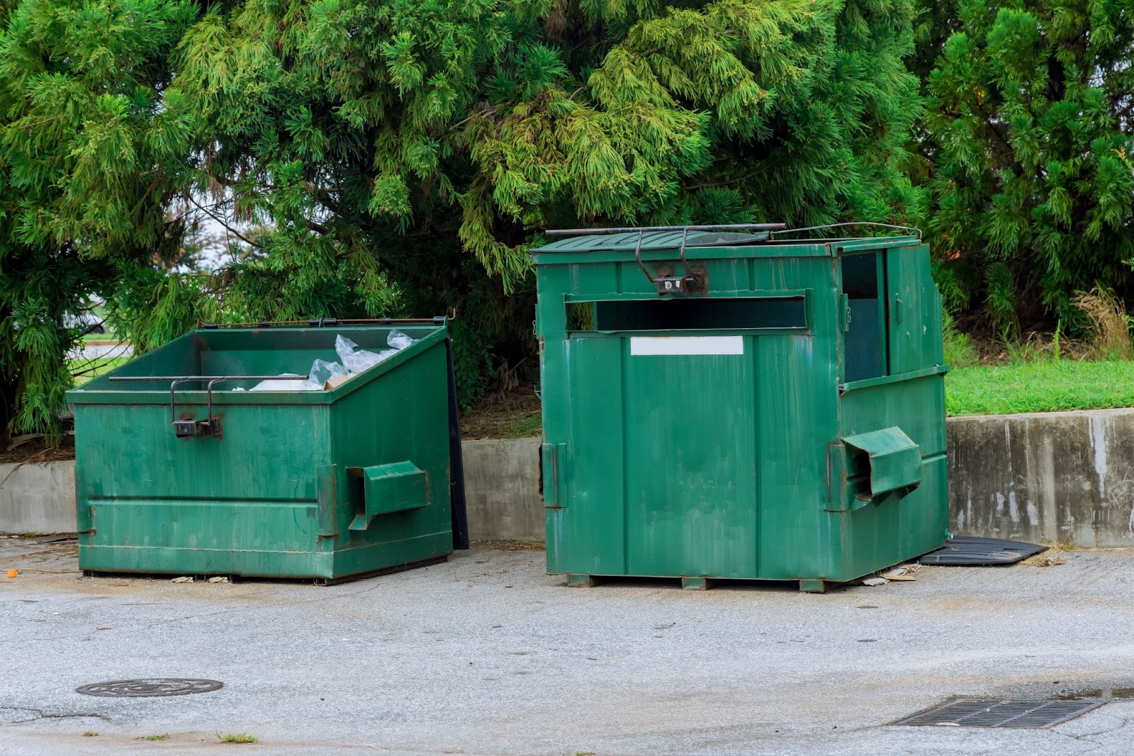 Recycling in dumpsters. 