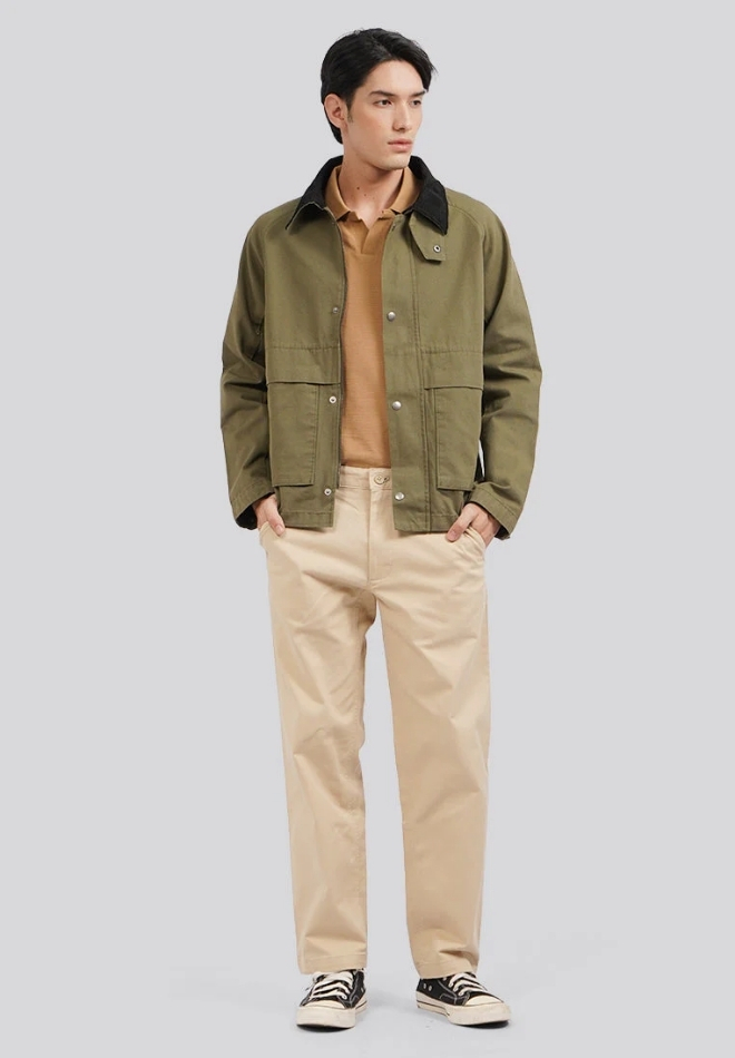 Executive Contrast Collar Jacket Olive