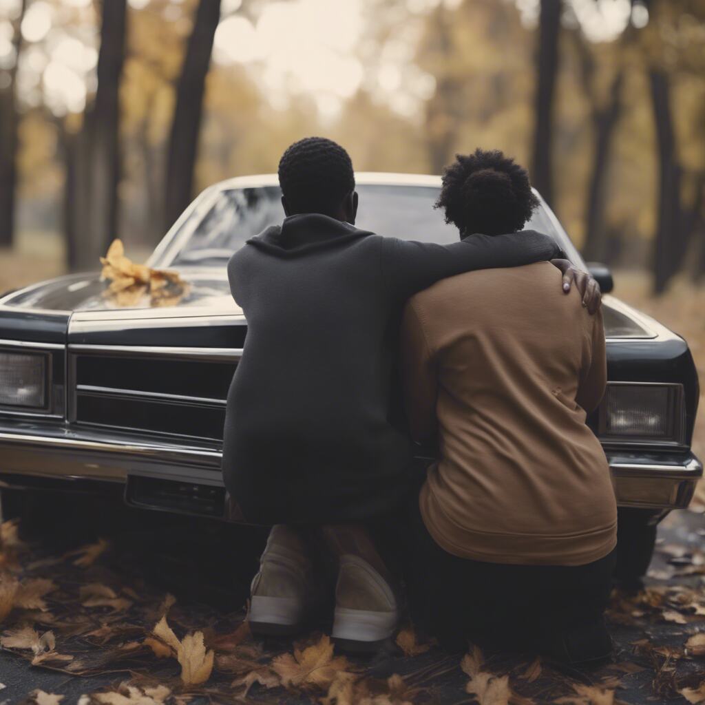 Couple mourning the loss of a family member. 