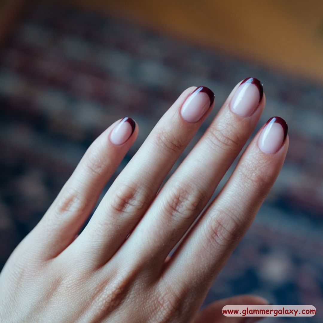 Red Winter Nail Designs having Dark Tips
