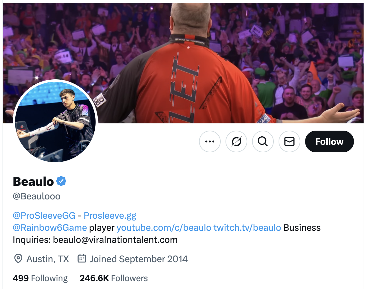 Screenshot of Beaulo's X profile