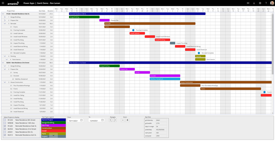 1. Gantt-like Display Using Standard Power Apps Controls