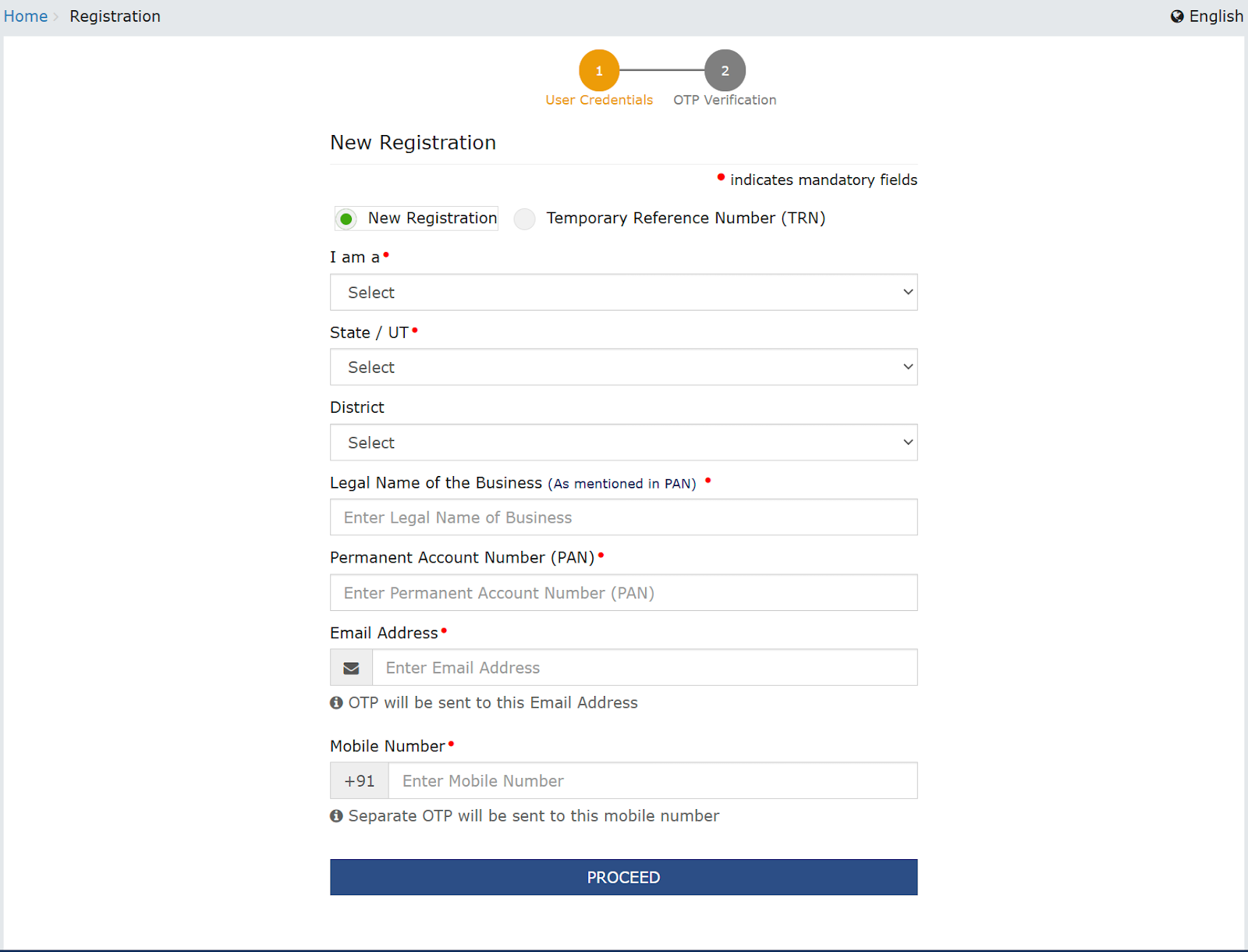 GST Registration Page