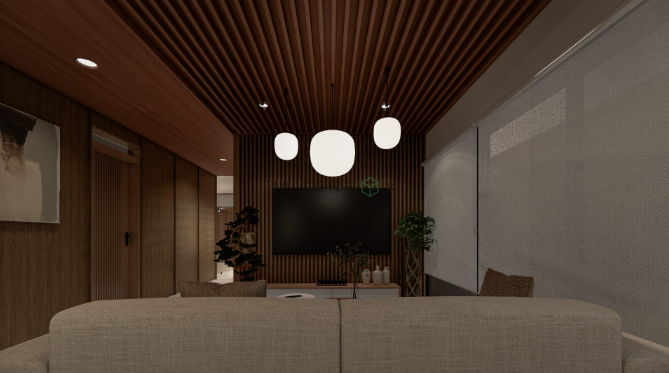Jasa Desain Interior Ruang Tamu Rumah Gaya Japandi