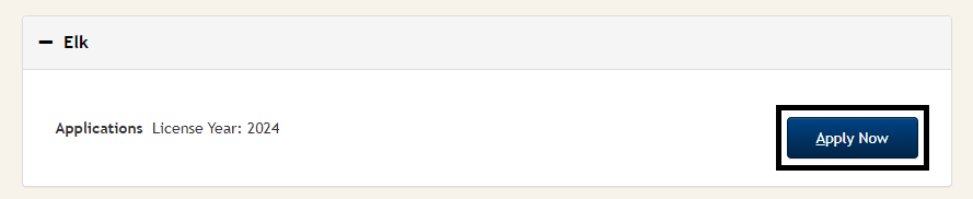 Elk application dropdown with apply now button